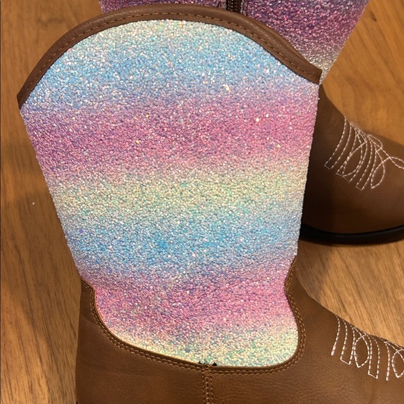 Kensie Girl Brown glitter 2 girls cowboy boots - Picture 4 of 5